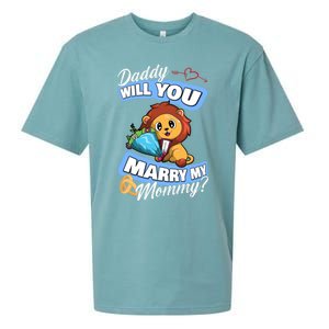 Cute Lion Wedding Offer Daddy Will You Marry My Mommy Gift Sueded Cloud Jersey T-Shirt