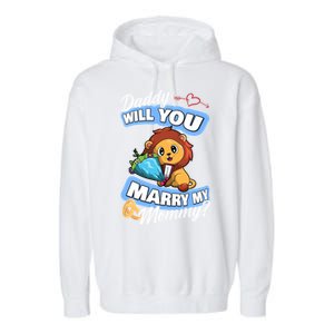 Cute Lion Wedding Offer Daddy Will You Marry My Mommy Gift Garment-Dyed Fleece Hoodie