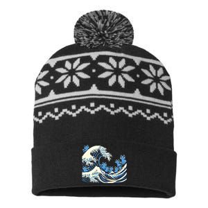 Cat Ladies Wave Of Blue Design Blue Cats Wave For Kamala Funny USA-Made Snowflake Beanie