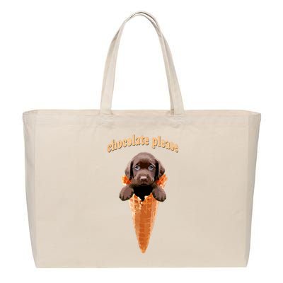 Chocolate Lab Waffle Cone Ice Cream Cute Puppy Cotton Canvas Jumbo Tote