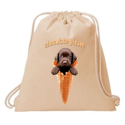 Chocolate Lab Waffle Cone Ice Cream Cute Puppy Drawstring Bag