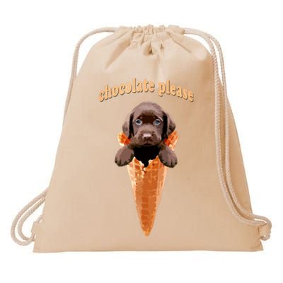 Chocolate Lab Waffle Cone Ice Cream Cute Puppy Drawstring Bag