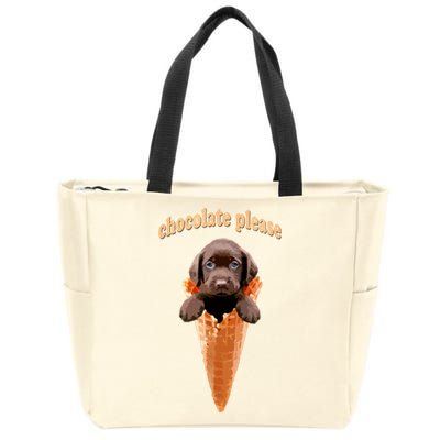 Chocolate Lab Waffle Cone Ice Cream Cute Puppy Zip Tote Bag