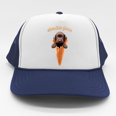 Chocolate Lab Waffle Cone Ice Cream Cute Puppy Trucker Hat