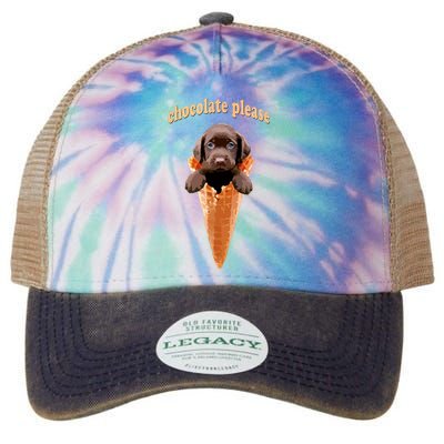 Chocolate Lab Waffle Cone Ice Cream Cute Puppy Legacy Tie Dye Trucker Hat