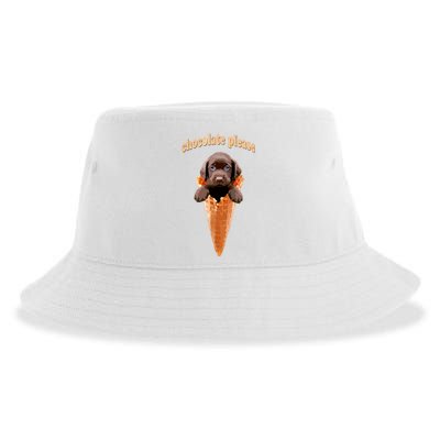 Chocolate Lab Waffle Cone Ice Cream Cute Puppy Sustainable Bucket Hat