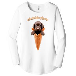 Chocolate Lab Waffle Cone Ice Cream Cute Puppy Women's Perfect Tri Tunic Long Sleeve Shirt