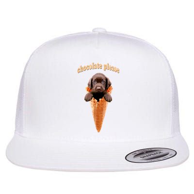 Chocolate Lab Waffle Cone Ice Cream Cute Puppy Flat Bill Trucker Hat