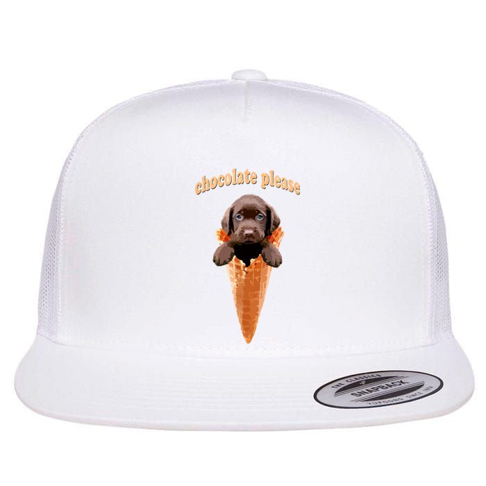 Chocolate Lab Waffle Cone Ice Cream Cute Puppy Flat Bill Trucker Hat