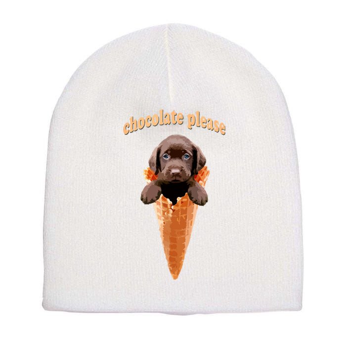 Chocolate Lab Waffle Cone Ice Cream Cute Puppy Short Acrylic Beanie