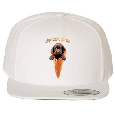 Chocolate Lab Waffle Cone Ice Cream Cute Puppy Wool Snapback Cap