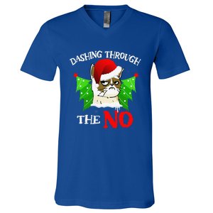 Cat Lover Xmas Dashing Through Grumpy Cats The No Christmas V-Neck T-Shirt