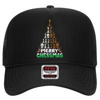 Chess Lover Xmas Merry Chessmas Christmas Tree High Crown Mesh Back Trucker Hat