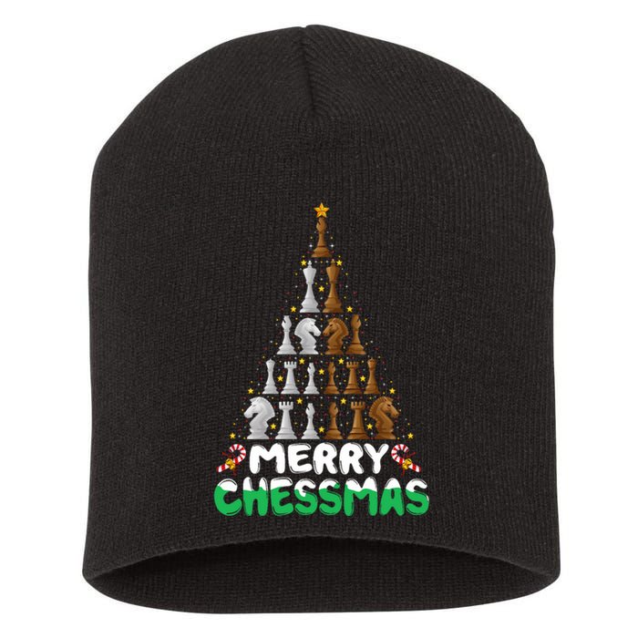 Chess Lover Xmas Merry Chessmas Christmas Tree Short Acrylic Beanie