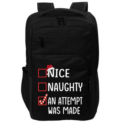 Christmas List Xmas Gift Nice Naughty An Attempt Was Made Gift Impact Tech Backpack