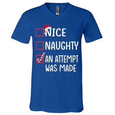 Christmas List Xmas Gift Nice Naughty An Attempt Was Made Gift V-Neck T-Shirt