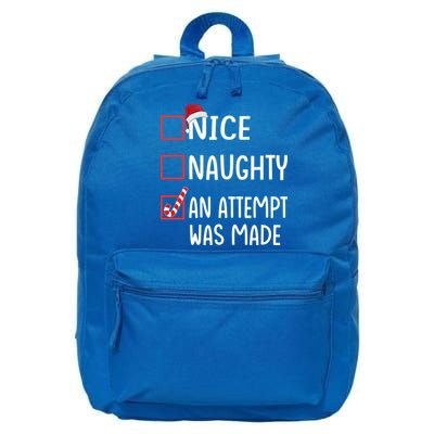 Christmas List Xmas Gift Nice Naughty An Attempt Was Made Gift 16 in Basic Backpack