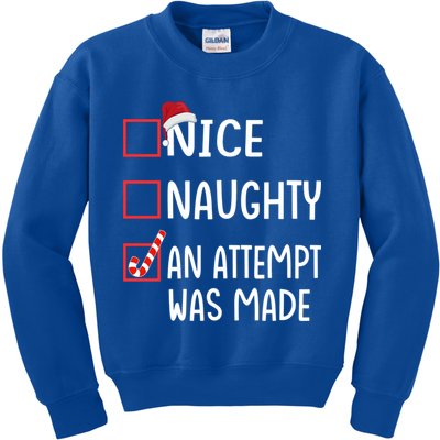 Christmas List Xmas Gift Nice Naughty An Attempt Was Made Gift Kids Sweatshirt
