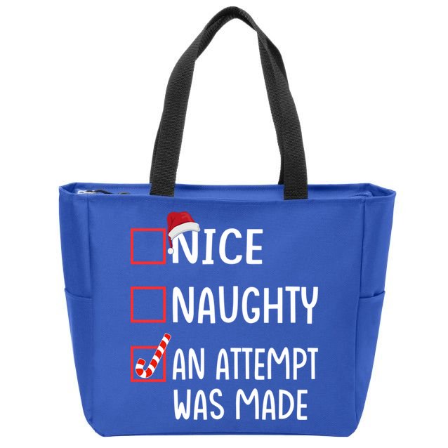 Christmas List Xmas Gift Nice Naughty An Attempt Was Made Gift Zip Tote Bag