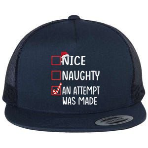 Christmas List Xmas Gift Nice Naughty An Attempt Was Made Gift Flat Bill Trucker Hat