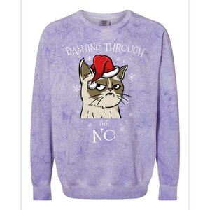 Cat Lover Xmas Funny Gift Dashing Through No Grumpy Christmas Gift Colorblast Crewneck Sweatshirt