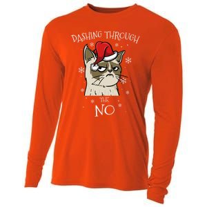 Cat Lover Xmas Funny Gift Dashing Through No Grumpy Christmas Gift Cooling Performance Long Sleeve Crew