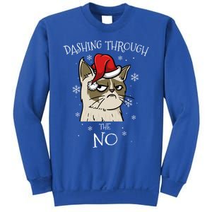 Cat Lover Xmas Funny Gift Dashing Through No Grumpy Christmas Gift Sweatshirt