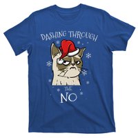 Cat Lover Xmas Funny Gift Dashing Through No Grumpy Christmas Gift T-Shirt