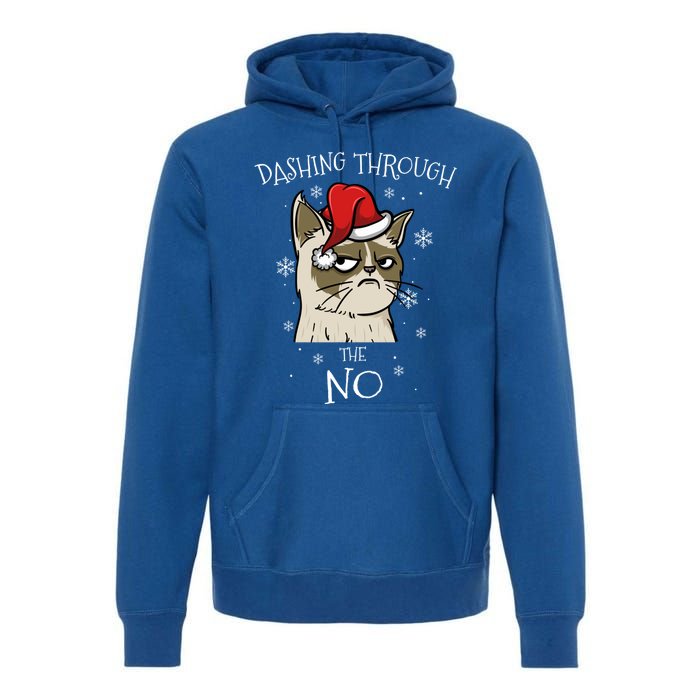 Cat Lover Xmas Funny Gift Dashing Through No Grumpy Christmas Gift Premium Hoodie