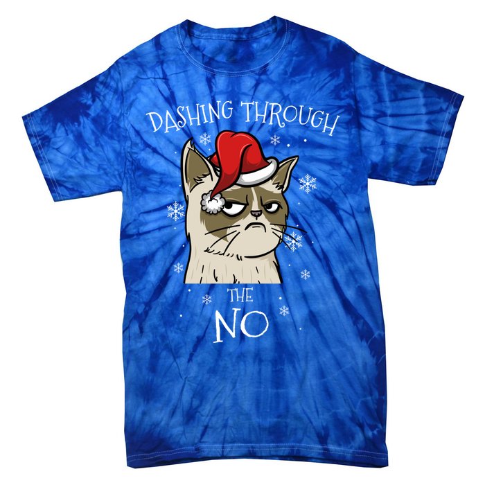 Cat Lover Xmas Funny Gift Dashing Through No Grumpy Christmas Gift Tie-Dye T-Shirt