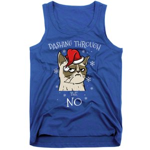 Cat Lover Xmas Funny Gift Dashing Through No Grumpy Christmas Gift Tank Top