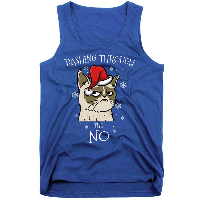 Cat Lover Xmas Funny Gift Dashing Through No Grumpy Christmas Gift Tank Top