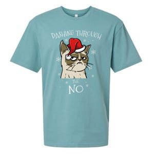 Cat Lover Xmas Funny Gift Dashing Through No Grumpy Christmas Gift Sueded Cloud Jersey T-Shirt