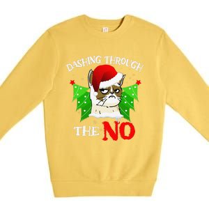 Cat Lover Xmas Dashing Through Grumpy Cats The No Christmas Premium Crewneck Sweatshirt