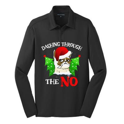 Cat Lover Xmas Dashing Through Grumpy Cats The No Christmas Silk Touch Performance Long Sleeve Polo