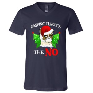 Cat Lover Xmas Dashing Through Grumpy Cats The No Christmas V-Neck T-Shirt