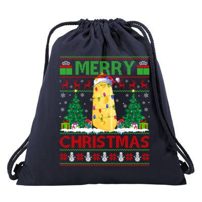 Cheese Lover Xmas Tree Ugly Santa Cheese Christmas Gift Drawstring Bag