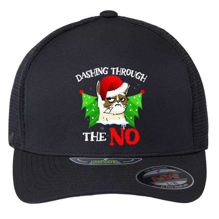Cat Lover Xmas Dashing Through Grumpy Cats The No Christmas Flexfit Unipanel Trucker Cap