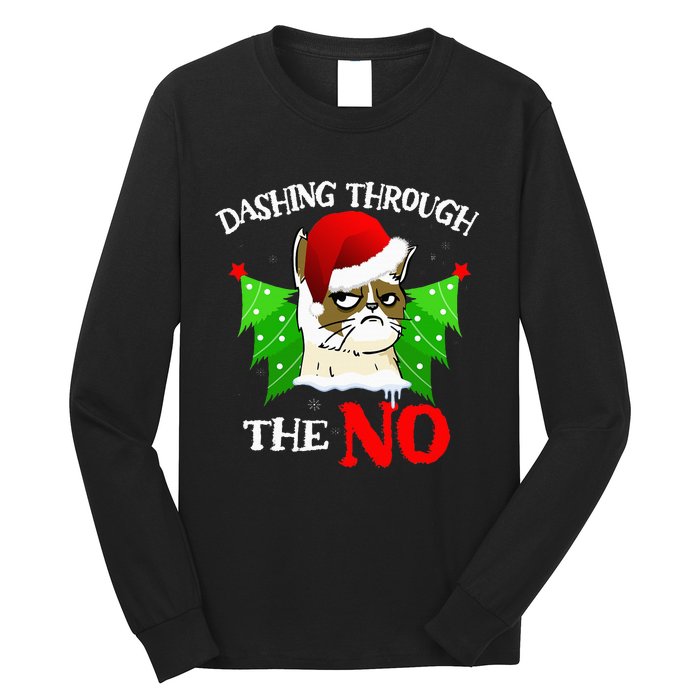 Cat Lover Xmas Dashing Through Grumpy Cats The No Christmas Long Sleeve Shirt