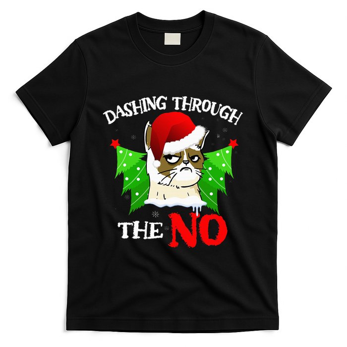 Cat Lover Xmas Dashing Through Grumpy Cats The No Christmas T-Shirt