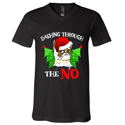 Cat Lover Xmas Dashing Through Grumpy Cats The No Christmas V-Neck T-Shirt