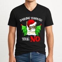 Cat Lover Xmas Dashing Through Grumpy Cats The No Christmas V-Neck T-Shirt