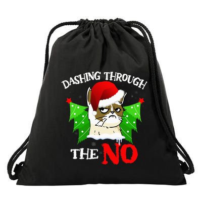Cat Lover Xmas Dashing Through Grumpy Cats The No Christmas Drawstring Bag