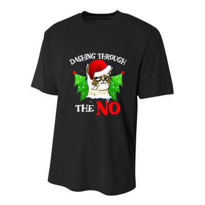 Cat Lover Xmas Dashing Through Grumpy Cats The No Christmas Youth Performance Sprint T-Shirt
