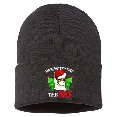 Cat Lover Xmas Dashing Through Grumpy Cats The No Christmas Sustainable Knit Beanie