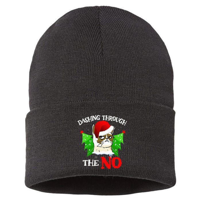 Cat Lover Xmas Dashing Through Grumpy Cats The No Christmas Sustainable Knit Beanie