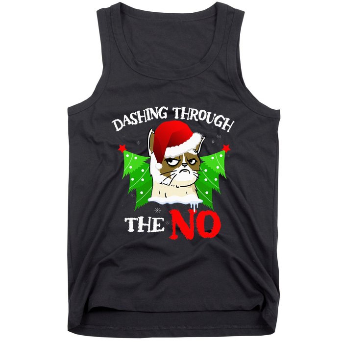 Cat Lover Xmas Dashing Through Grumpy Cats The No Christmas Tank Top