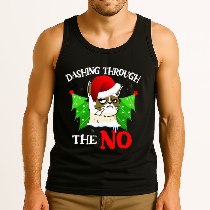 Cat Lover Xmas Dashing Through Grumpy Cats The No Christmas Tank Top