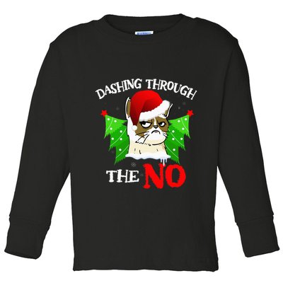 Cat Lover Xmas Dashing Through Grumpy Cats The No Christmas Toddler Long Sleeve Shirt