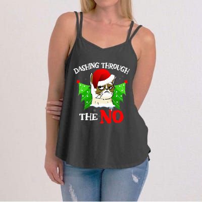 Cat Lover Xmas Dashing Through Grumpy Cats The No Christmas Women's Strappy Tank